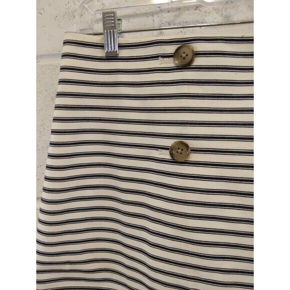 Ann Taylor Loft Skirt Sz 4 White Black Stripe Twill Faux Wrap Sailor Nautical - Picture 3 of 7